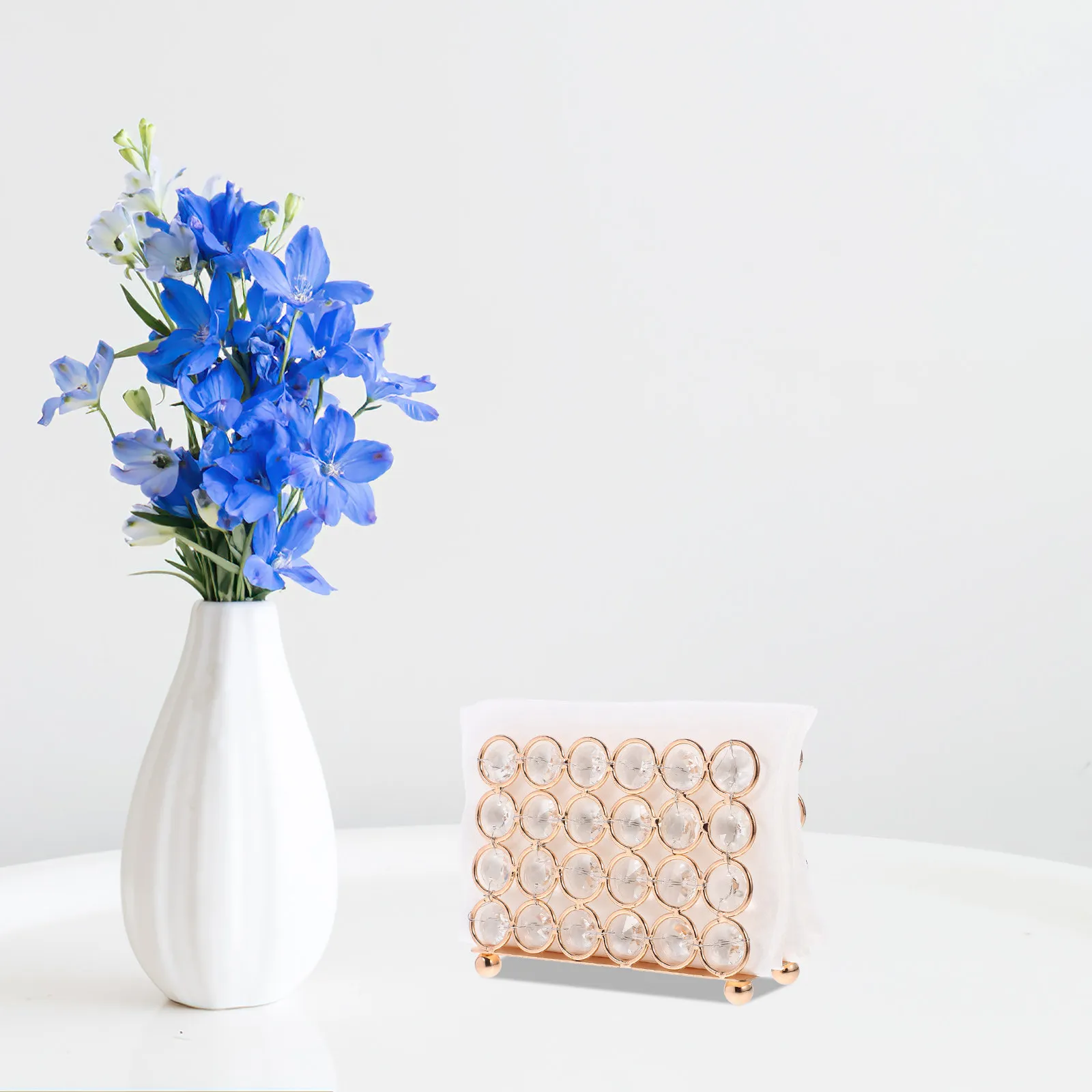 Nordic Style Vertical Napkin Holder Stand with Square Base Stable Iron and Glass Tissue Dispenser for Kitchen Dining Table Home