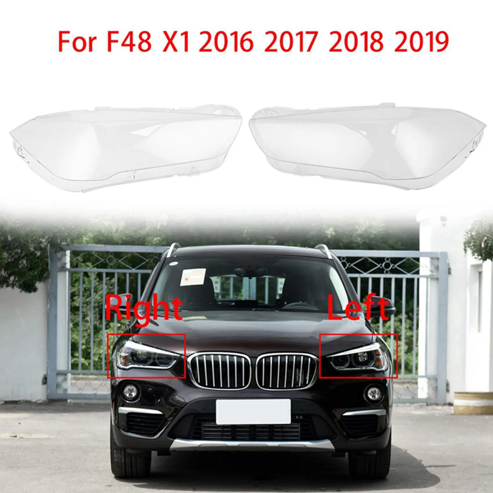 Car Headlight Head Light Cover Clear Lens Head Light Lampshade Shell for BMW X1 F48 2016 2017 2018 2019 Left & Right