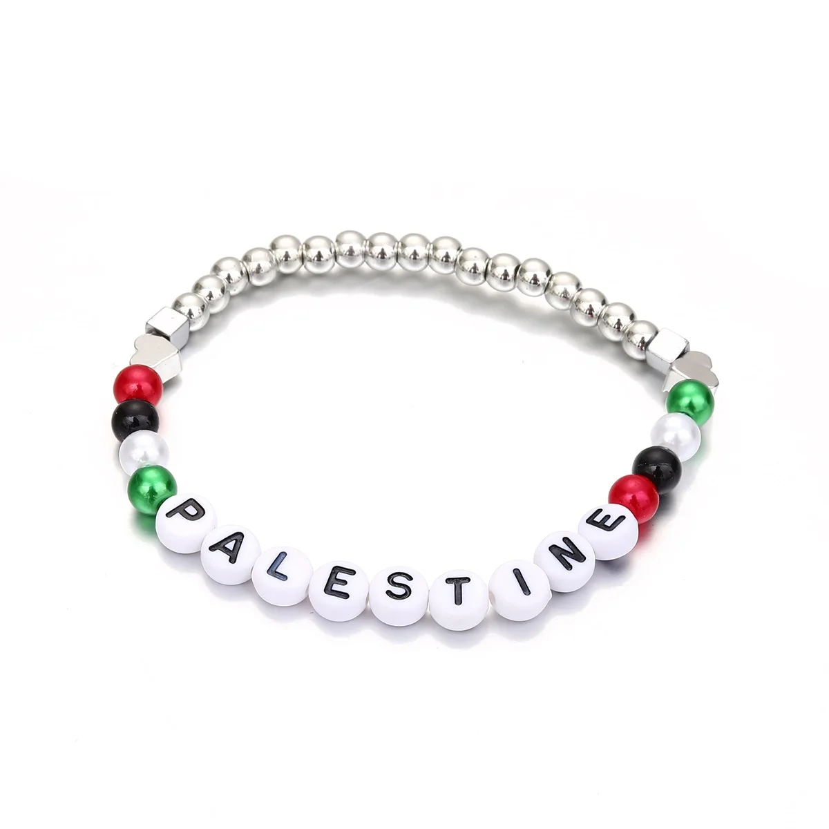 Palestine Red Black Green White National Flag Woven Thread Bracelet Natural Stone Beads Fashion Bracelets for Women Men Jewelrys - view 5