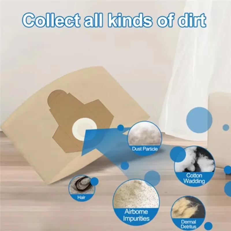 A24p 6 pçs 20l saco de papel poeira para BT-VC 1250s/INOX 1250s/tvc18/20 aspirador de pó molhado e seco saco filtro accesso