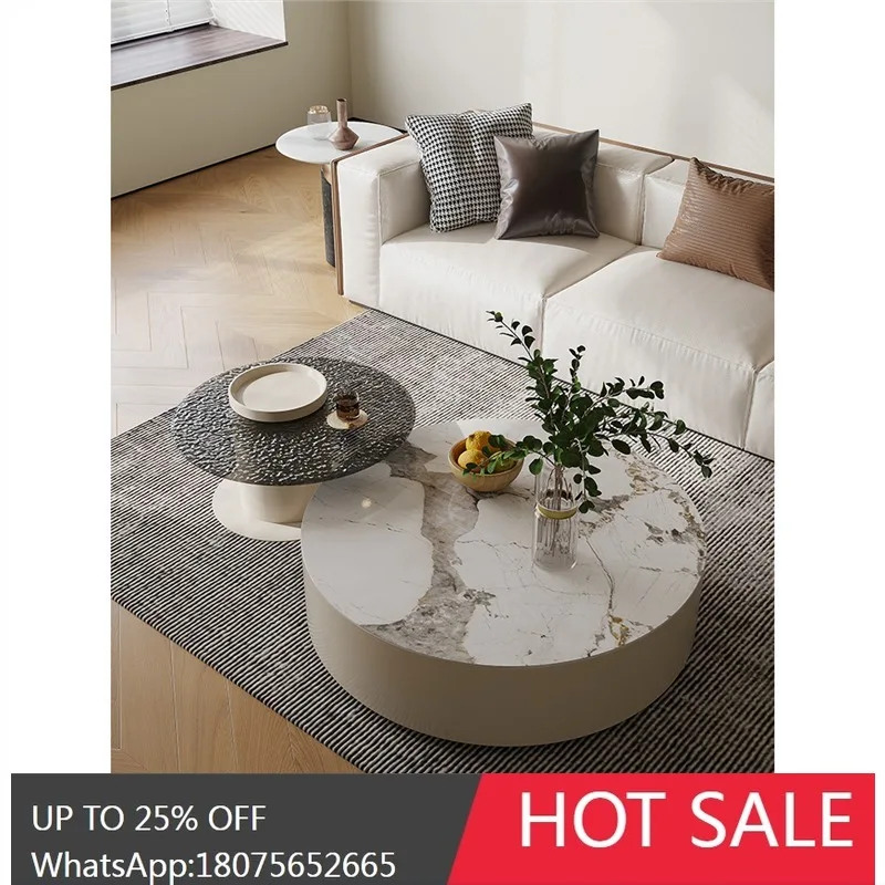 HLZ Wabi-Sabi Style Coffee Table Light Luxury Modern Nordic Extendable Small Apartment Glass  Combination Tea Table