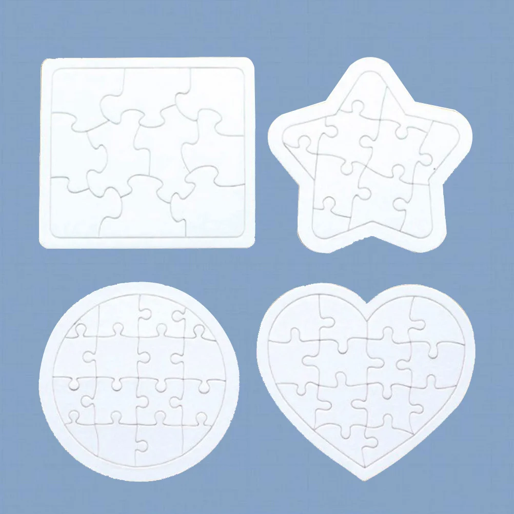 4 pezzi puzzle vuoti per bambini disegno fai da te tavolo per doodle cuore bianco quadrato rotondo facile da montare decorare puzzle