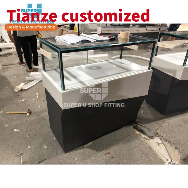 (Customized) Luxury Retail Jewelry Showcase Bespoke Jewellery Shop Furniture Tempered Glass Jewelry Display Cabinet Showcase