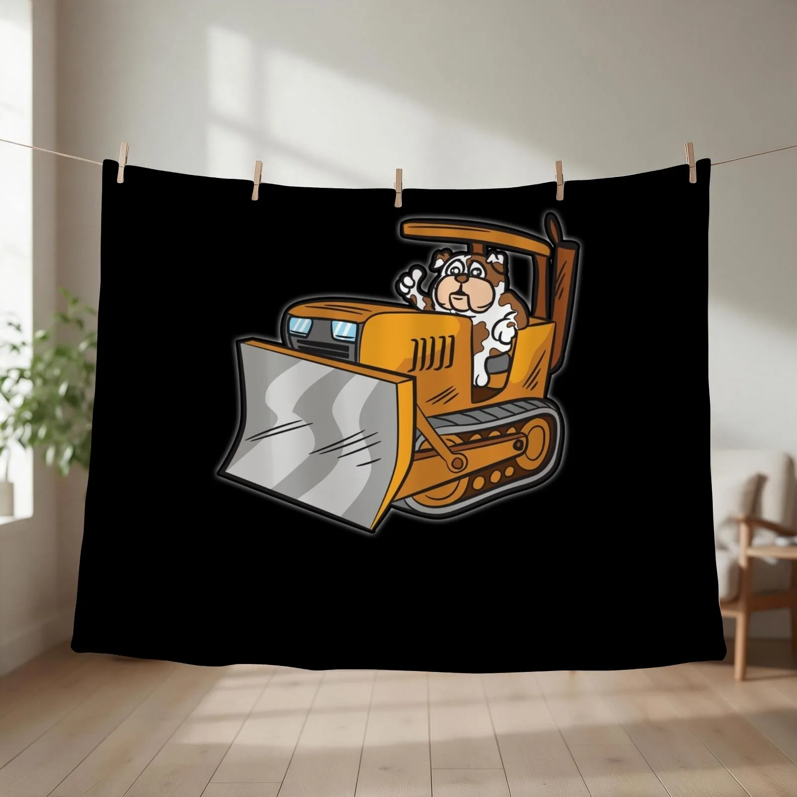 BULDOGG BULLDOZER Heavy excavator operator Throw Blanket Sofa Quilt Soft Plush Plaid funny gift Camping Blankets