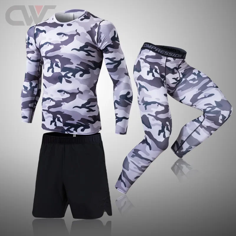 Men's Sport Rashguard Gym Running Suit Workout Leggings Compression Sportswear Sweat Thermal Underwear Tights Jogging Suits