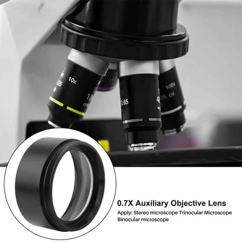 WD120 0.7X Trinocular Stereo Microscope Auxiliary Objective Lens Barlow Lens 48mm Thread