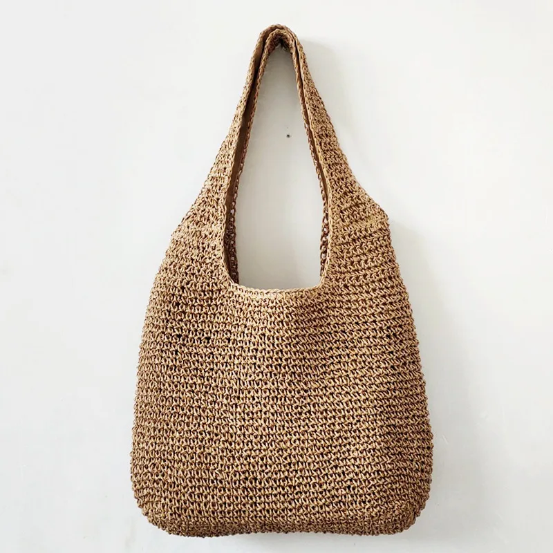 

2025 new fashion women's hand-woven one-shoulder armpit bag beach straw basket large capacity commuting bag travel and daily use