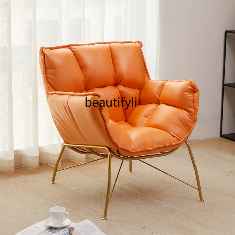 

yj Light Luxury Iron Art Single-Seat Sofa Chair Modern Minimalist Living Room Bedroom Balcony Lazy Metal Leisure Wingback Chair