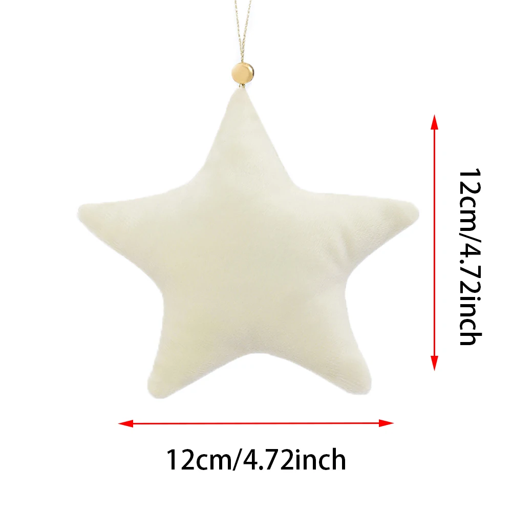 5pcs Christmas Velvet Star Ornaments Luxury Plush Tree Hanging Gift Merry Christmas Holiday Decoration