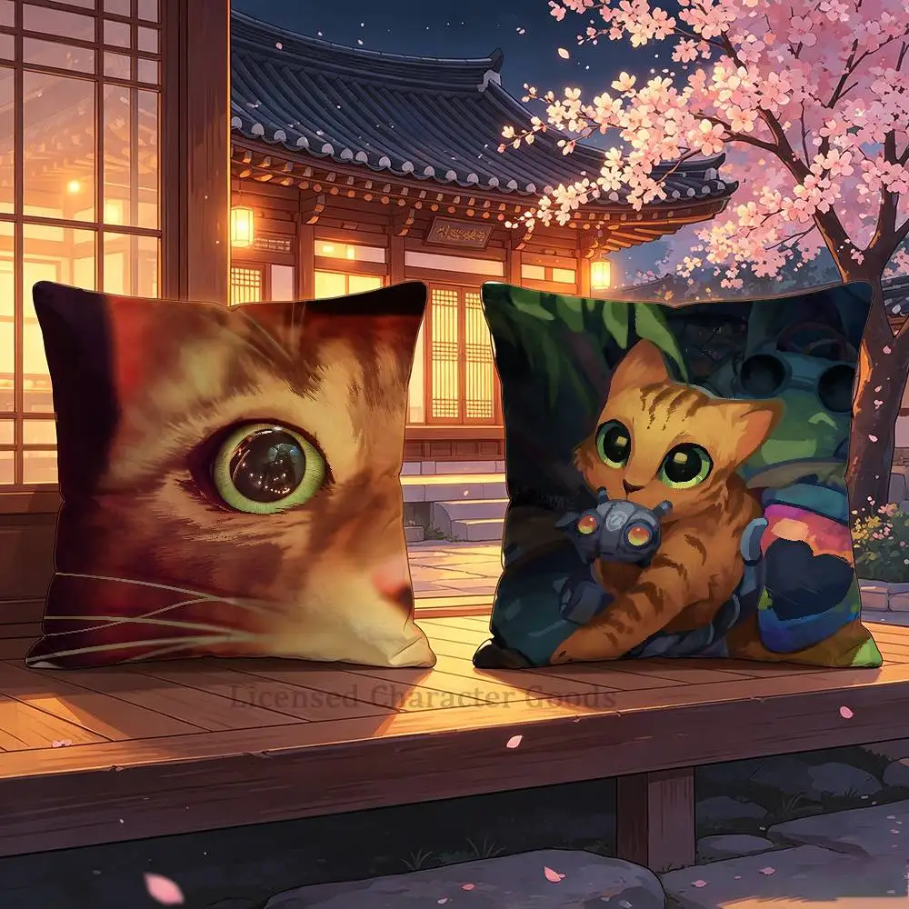 S-Stray B-12 Cat Polyester Printed Pillow Cover Square 30 35 40 45 50 55 cm Soft for Sofa Bed Car Home Decor