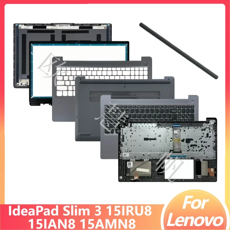 M New for Lenovo IdeaPad Slim 3 15IRU8 15IAN8 15AMN8  LCD Back Cover Front Bezel Hinge Cover Palmrest with Keyboard Bottom Case