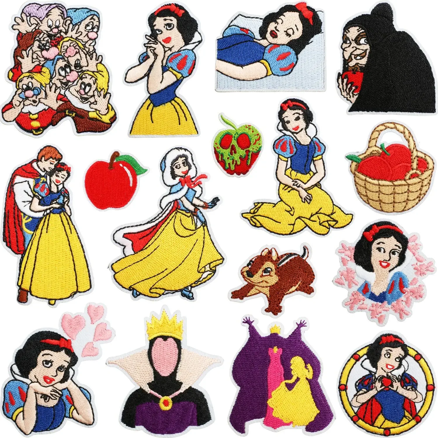 

Disney Snow White Clothes Cloth Patch Stickers Sew on Embroidery Patches Applique Iron on Clothing Cartoon DIY Garment Decor