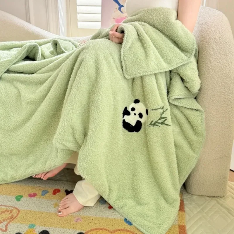 2024 new winter warm thickened three-dimensional towel embroidered triangular needle lamb wool blanket one blanket multi-purpose