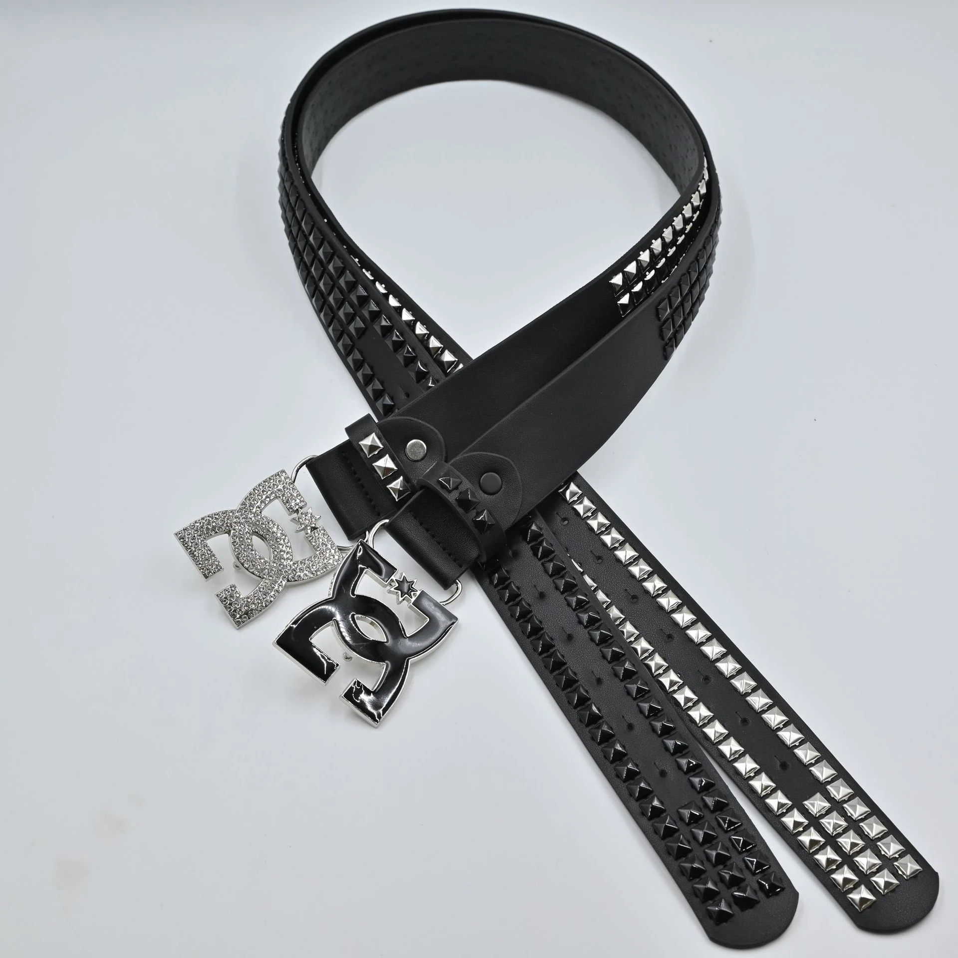 Y2K Punk Strass-Gürtel mit funkelnder Kristall-Stern-Schnalle, Leder-Taillengürtel, Vintage-Rock-Dekorgürtel für Jeans und Kleider – Detail 1
