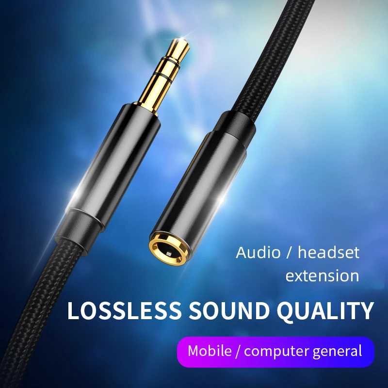 Przedłużacz do słuchawek 3,5 mm Przedłużacz audio stereo do Samsung Huawei P20 lite Xiaomi Redmi 5 plus Słuchawki PC