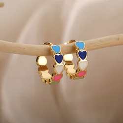 Heart Stainless Steel Earrings for Women Waterproof Gold Color Earrings 2024 Trend Aesthetic Ear Piercing Jewelry Freeshipping