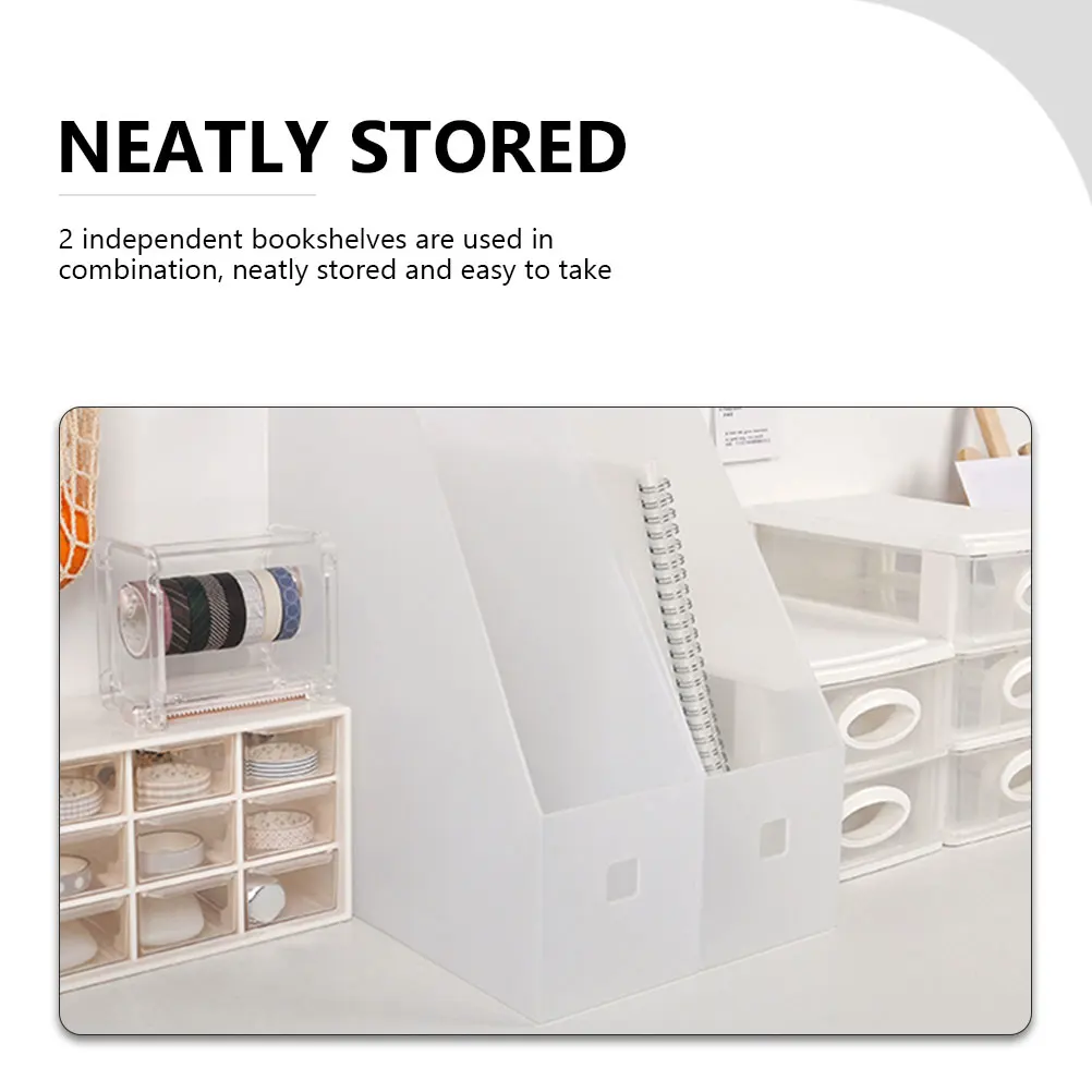 

2pcs Transparent Desktop File Racks Document Organizer Storage Shelf Office Home Study Room Plastic Document Rack