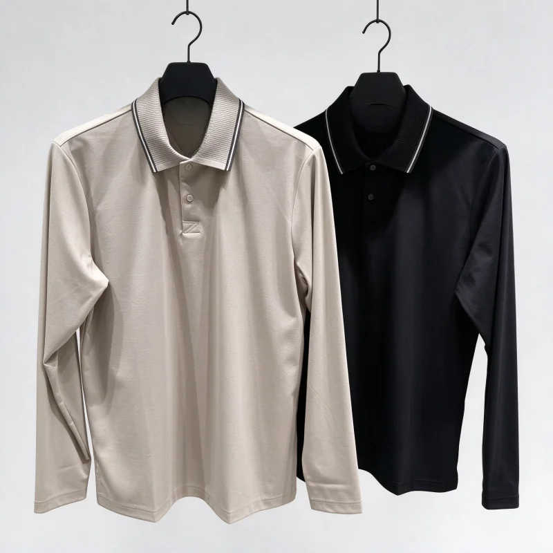Mens Versatile Golf Long Sleeve Shirt Lapel Half Button Stretch Comfort Breathable Outdoor Golf Training Top
