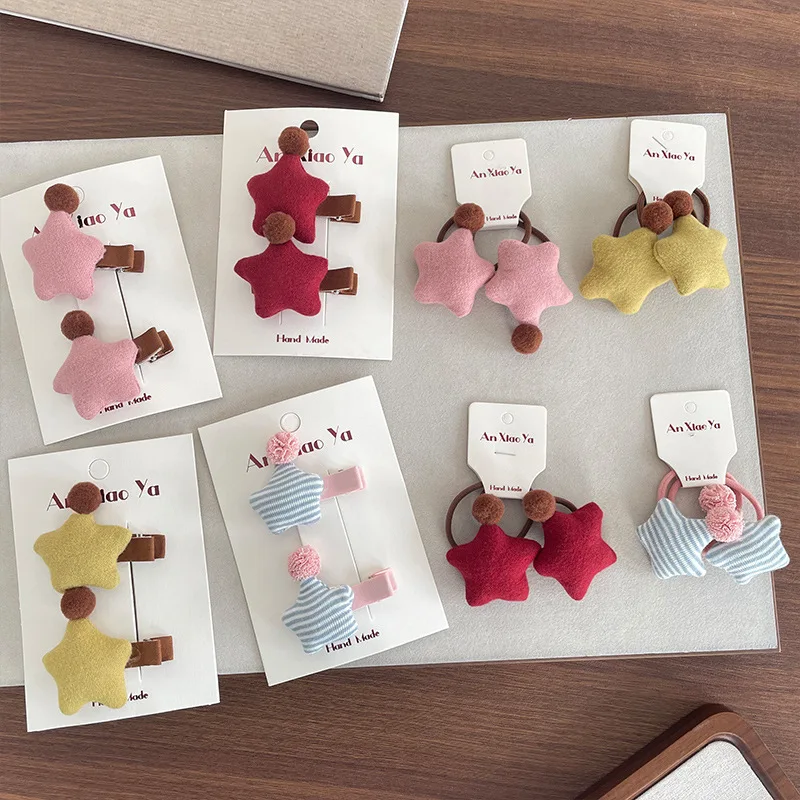 

Cute Colorful Padded Star Kids Hair Clips Sweet High Elastic Hair Baby Ties Soft Safe Side Bangs Barrettes Hair Accessories