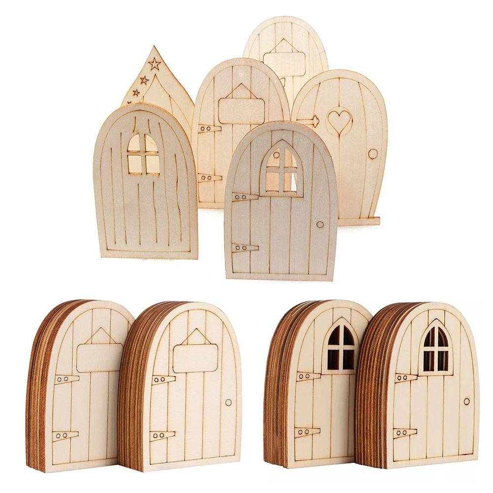 10pcs/lot Wooden Fariy Door Pendants Mini Landscape Ornaments For Home Garden Decorations Kids DIY Painting Gifts Supplies