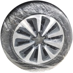 50 PCS Automobile Disposable Tire Plastic Protective Cover Anti-Dog Sala Urine Spray Paint Protective Transparent Bag Wheel Hub