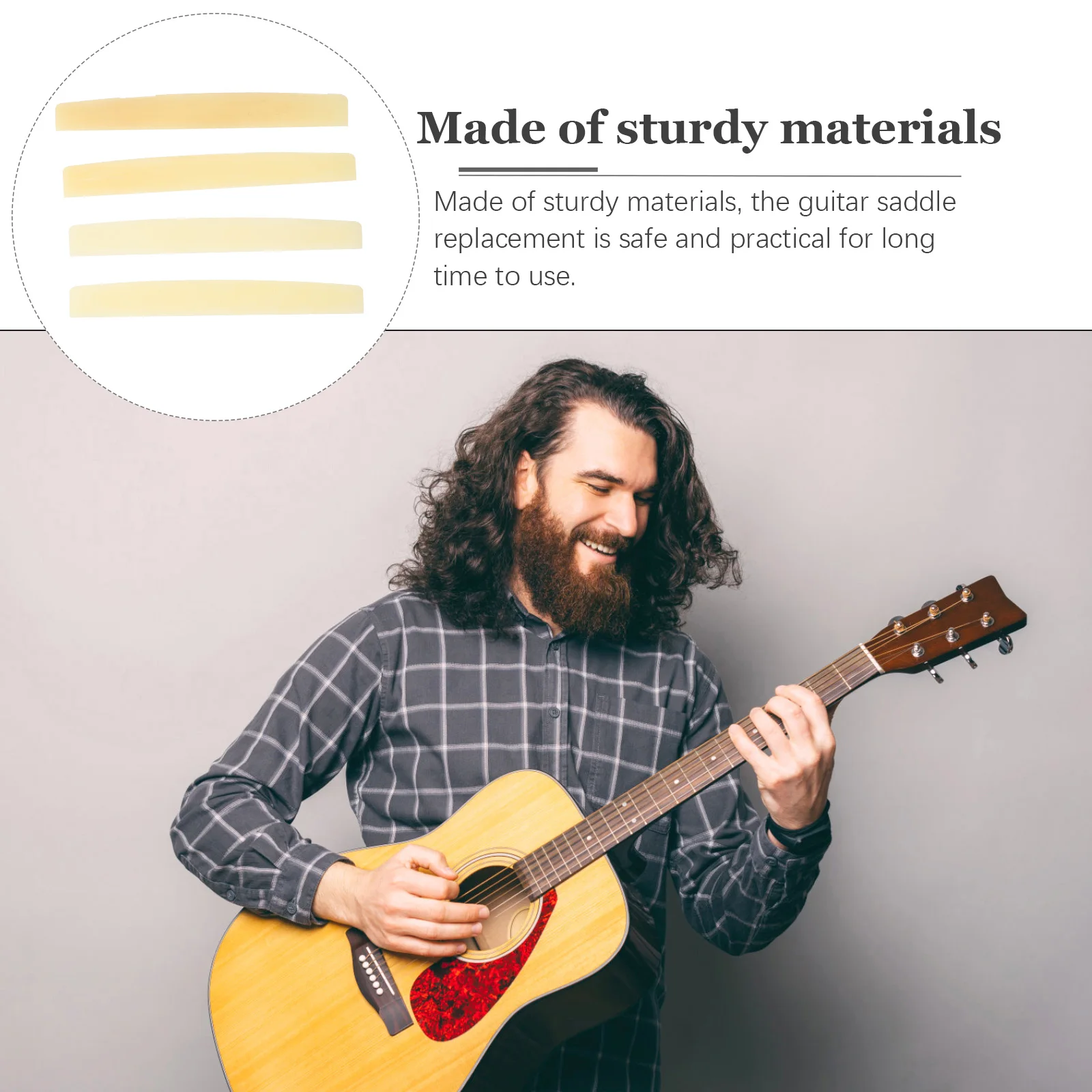 

4Pcs Folk Guitar Bridge Saddles Replacement Lightweight Bridge Part for Guitar Accessories String Instrument Parts