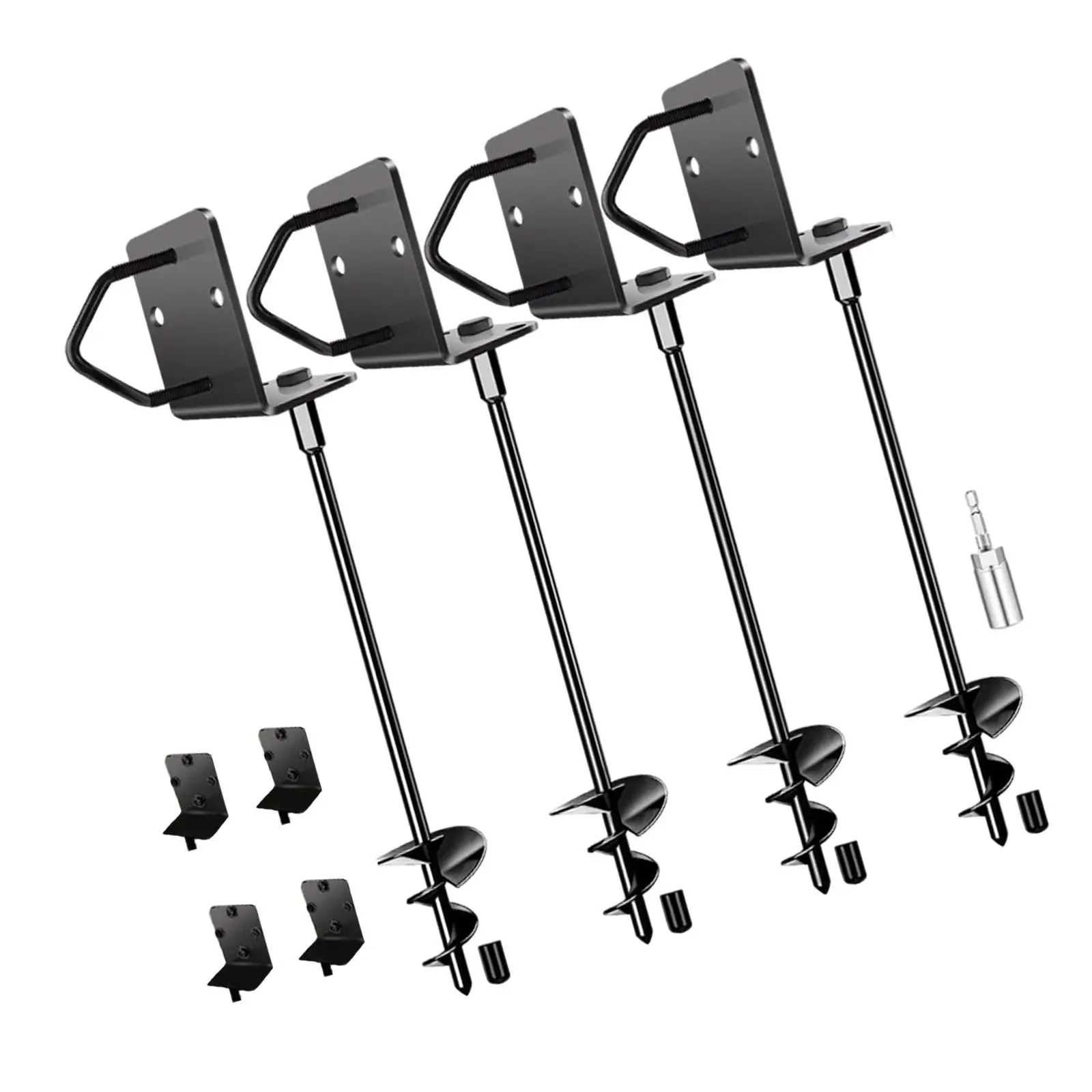 4Pieces Ground Anchors Ground Stakes Screw in Kit 16inch Long for Carport,