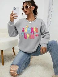 Summer Lovin With Three Flower Prints Female Sweatshirt Harajuku Fur-Liner Hooded Fashion New Pullover Hip Hop Street Clothing