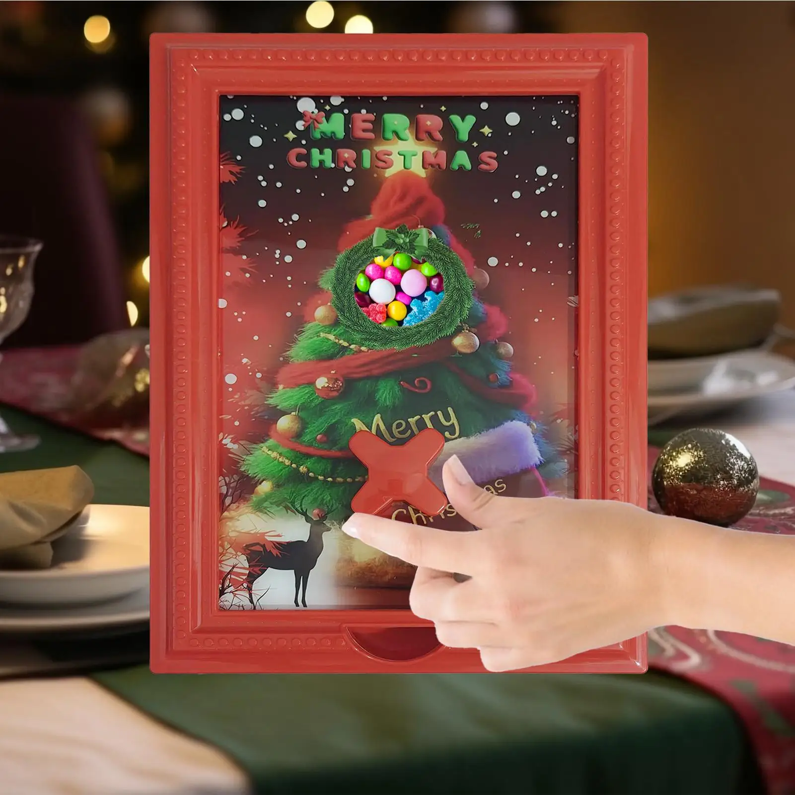 Photo Frame Candy Dispenser Handy Storage Rack Christmas Candy Box Dispenser Photo Frame for Vending Bean Cereal Home Decor