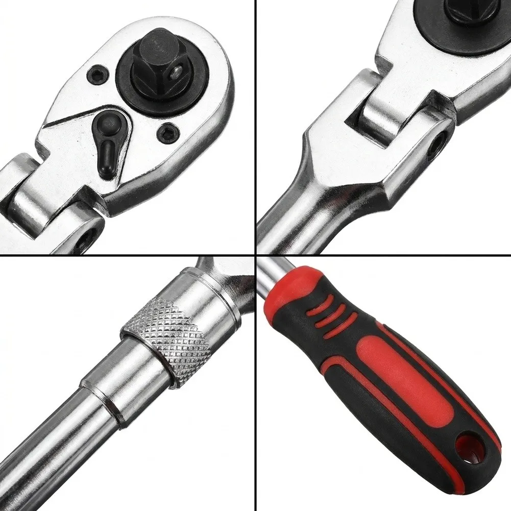 Swivel Head Ratcheting Wrench with 72 Teeth and Telescoping Handle for Precise Fastener Control in Workshop Settings