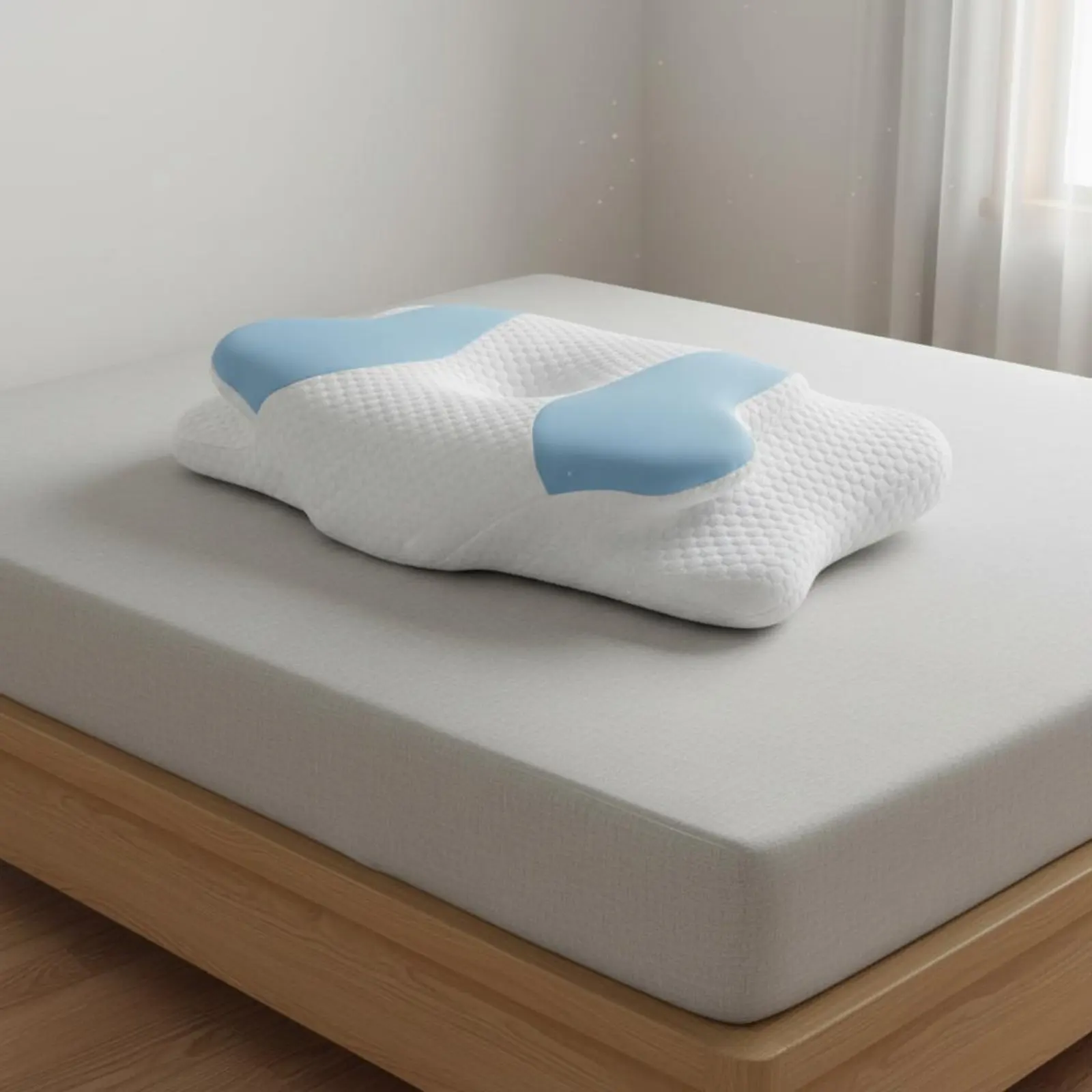 Viscoelastic Foam Wing-Shaped Pillow Pressure Relief Therapeutic Neck Pillow for Spine Sleepers