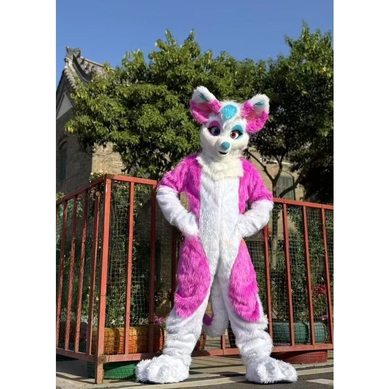 

Long Fur Husky Dog Fox Mascot Costume Fursuit Halloween Suit Cosplay Adult