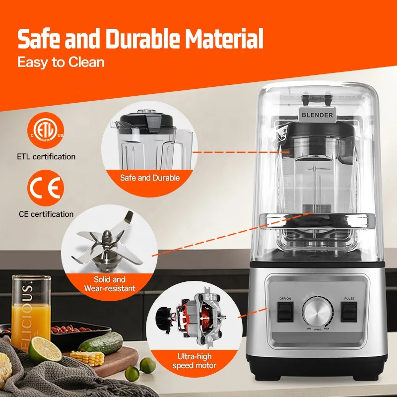 Commercial food mixer, tabletop mixer and grinder, fitted with a soundproof enclosure