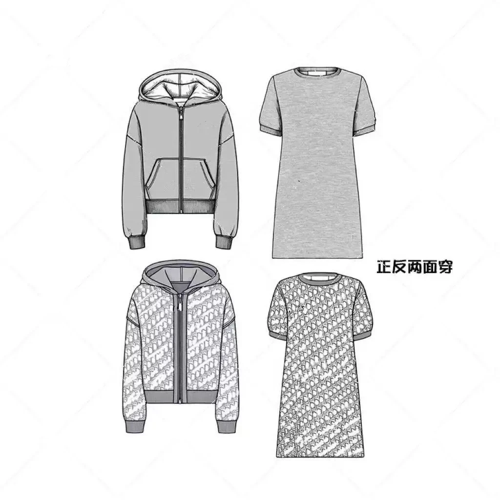 

2025 autumn and winter new children's fully printed jacquard letters double-sided zipper jacket knitted dress