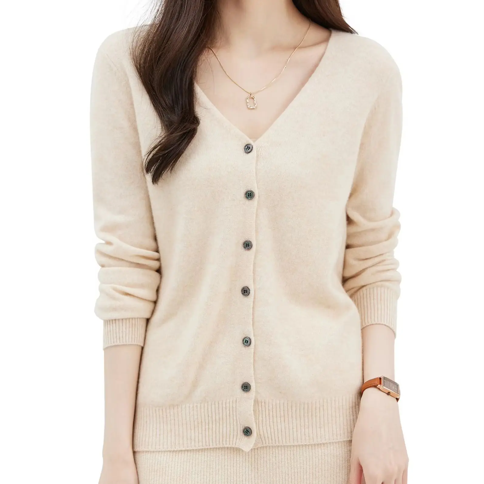 Cardigans for Women\'s Sweater 100% Merino Wool Cardigan Autunm Winter V Neck Vintage Soft Long Sleeve Knit Sweaters y2k Clothing