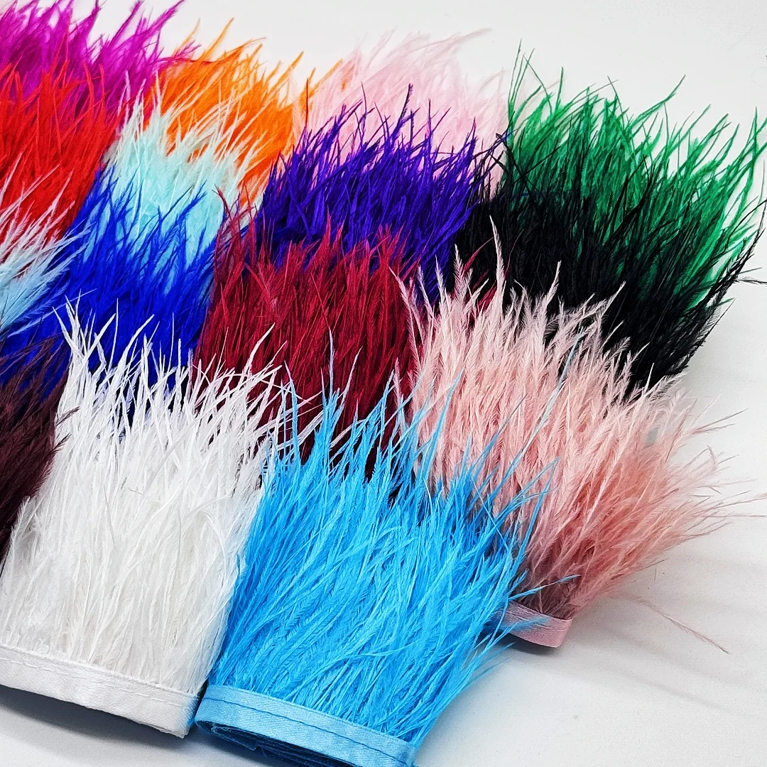 100cm Ethically Sourced Ostrich Feather Trim | Non-Shedding Craft Fringe for DIY Masks, Jacket Sleeves & Boho Pillows