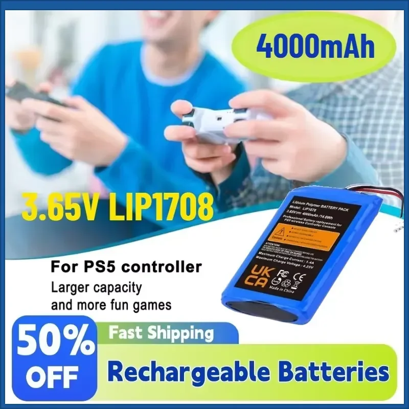 New 3980mAh 3.65V LIP1708 PS5 Controller Battery Replacement for Sony PS5 PlayStation 5 DualSense CFI-ZCT1W Wireless