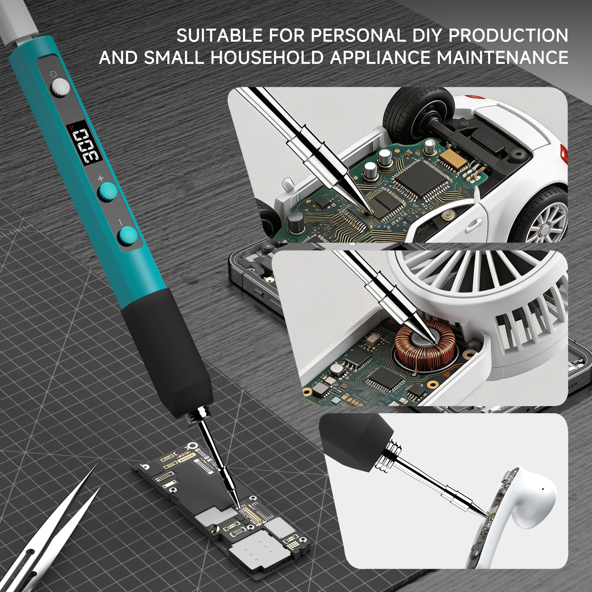 RF-S810 Portable Soldering Iron Fast-Heating 200-500°C One-Touch Switch Type-C Interface Power-Off Memory Ready Instantly