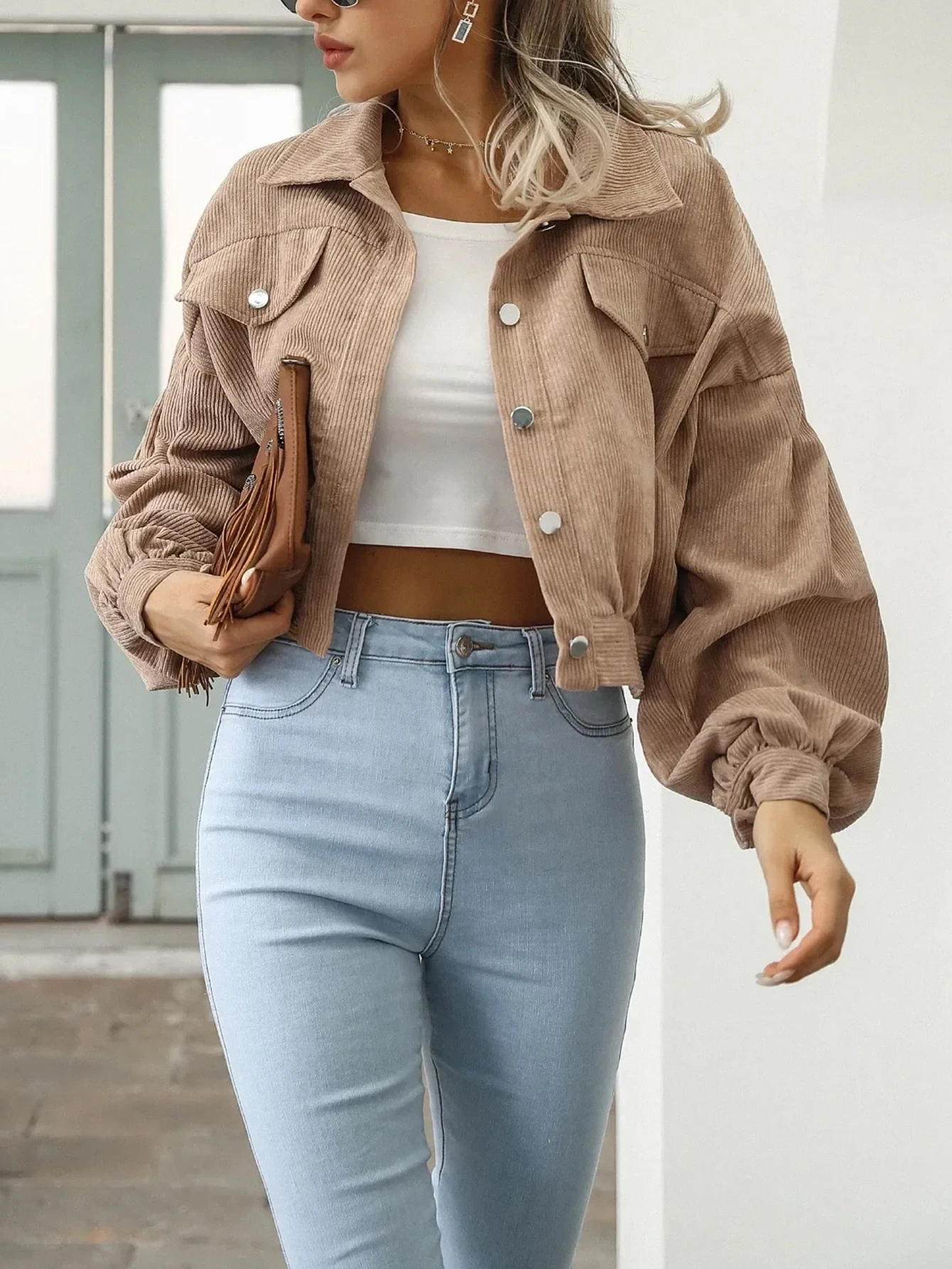 

Women's Lightweight Jackets Autumn Comfortable 2025 Plain Folds Long Sleeve Shirt Collar Outdoor Jackets