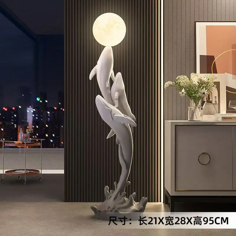 Modern Creative Whale Floor Lamp Decoration Living Room TV Cabinet Sofa Art Resin Sculpture Decoration Moving Home