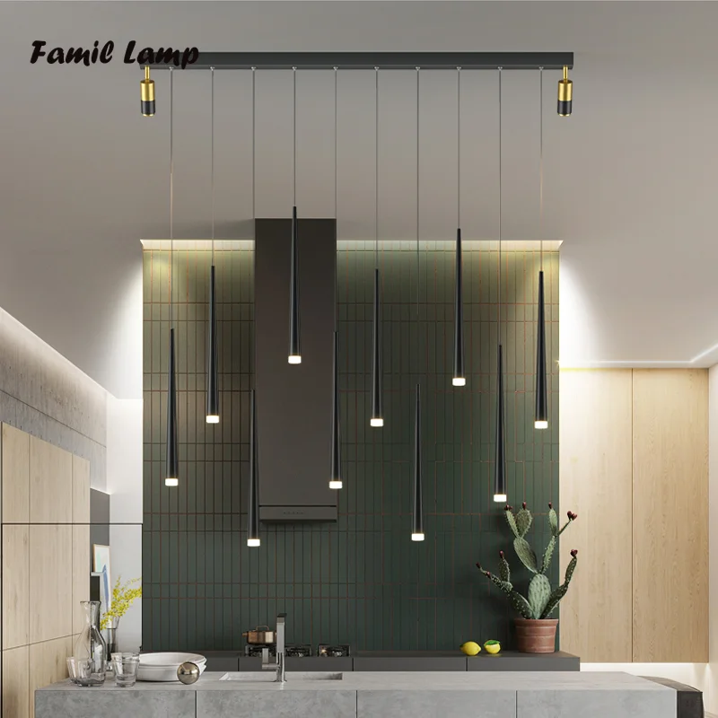 

LED Pendant Lights Spotlight Gold Long Table Lamp Kitchen Bar Bedside Ceiling Hanging Lighting for Dining Room Home Decor