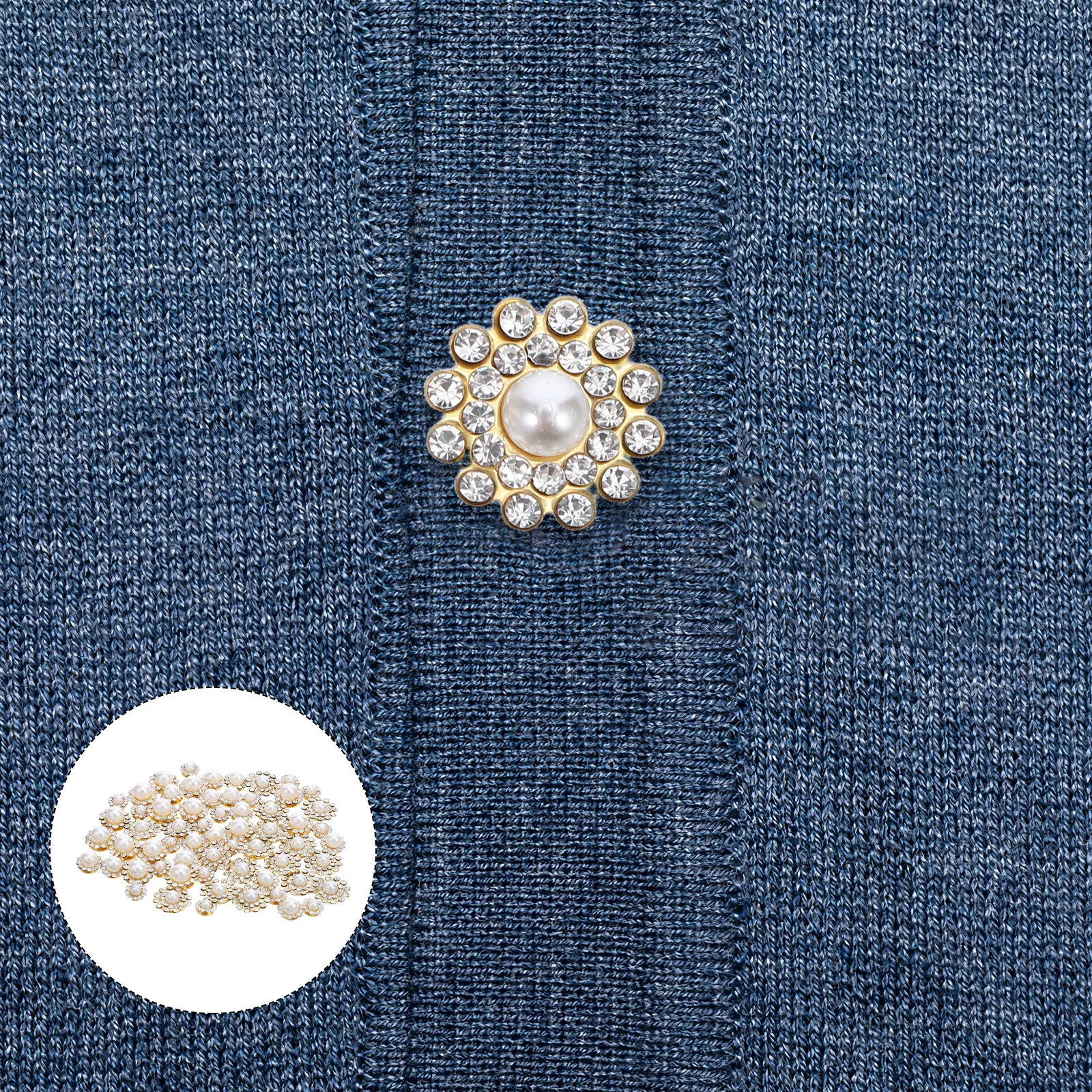 

100pcs Flower Pearl Rhinestone Buttons Mixed Size Decorative Sewing Diy Craft For Blazer Dress Skirt Hat Bag Scarf Jacket