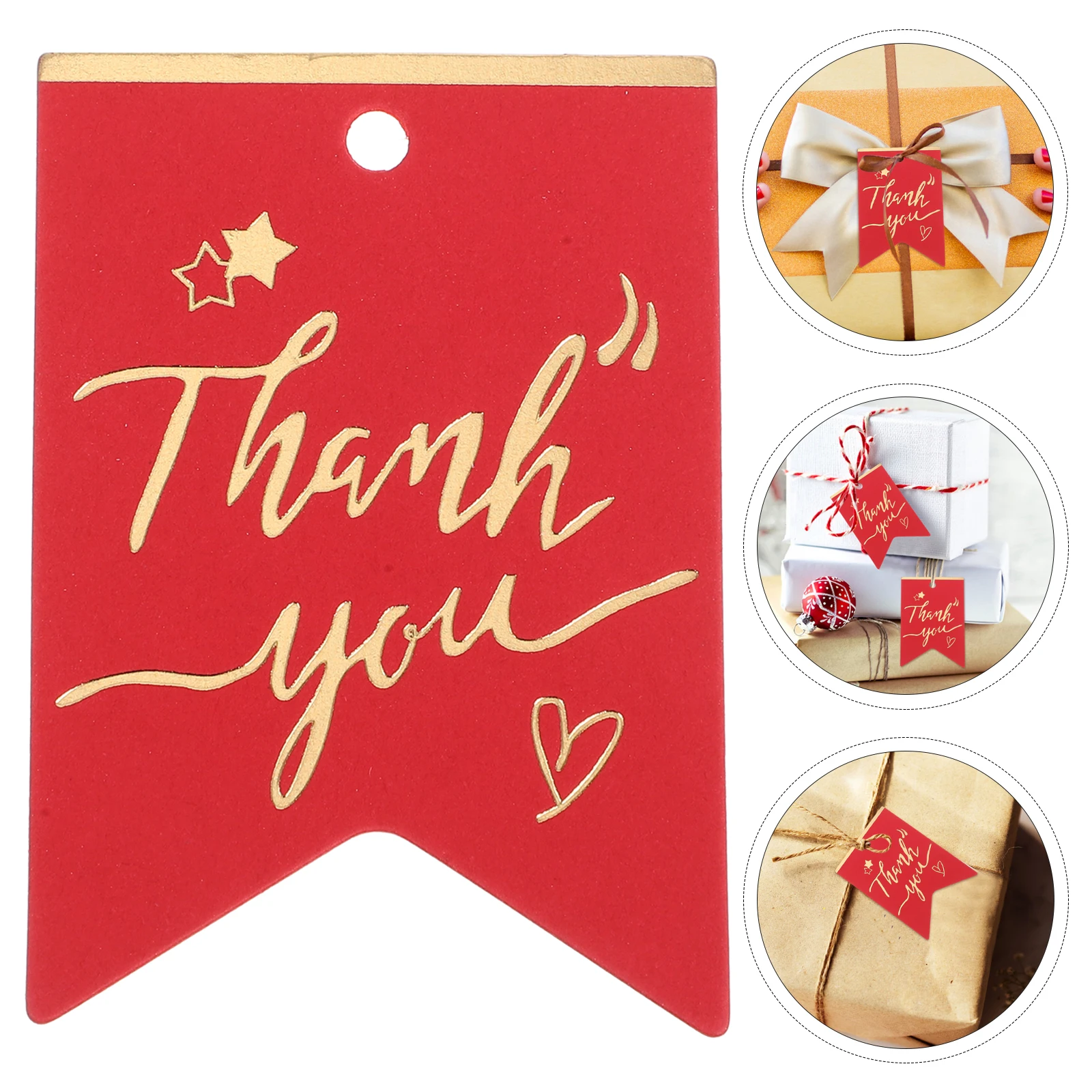 100 Pcs Gift Wrapping Tags DIY Thank You Labels Red Round Creative Exquisite Bridal Wedding Favors