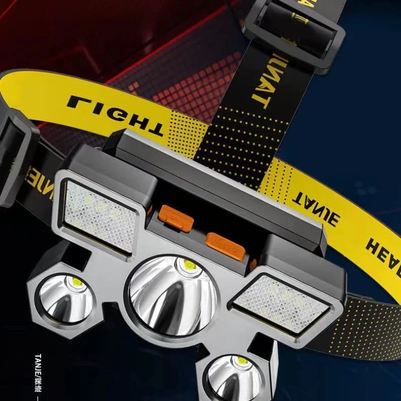 Мощный Головной фонарь, перезаряжаемый сверхъяркий налобный фонарь дальнего действия для наружного применения, налобный фонарь для майнинга, ночник для спецназа