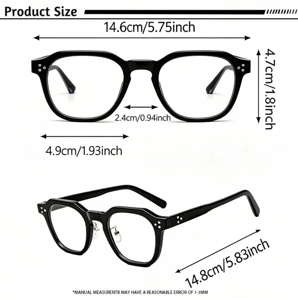 CATERSIDE Retro Herren Eckige Flache Leichte Brille Hochwertige Tr-90 Brillengestelle Damen Outdoor Business Festival Geschenkbrille – Detail 3