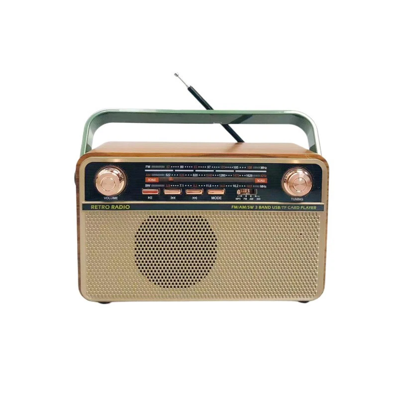 

Mini Wireless Retro Bluetooths Speaker Vintage FM Radio Portable USB Interface Classical Decoration Speakers Travel Music Player