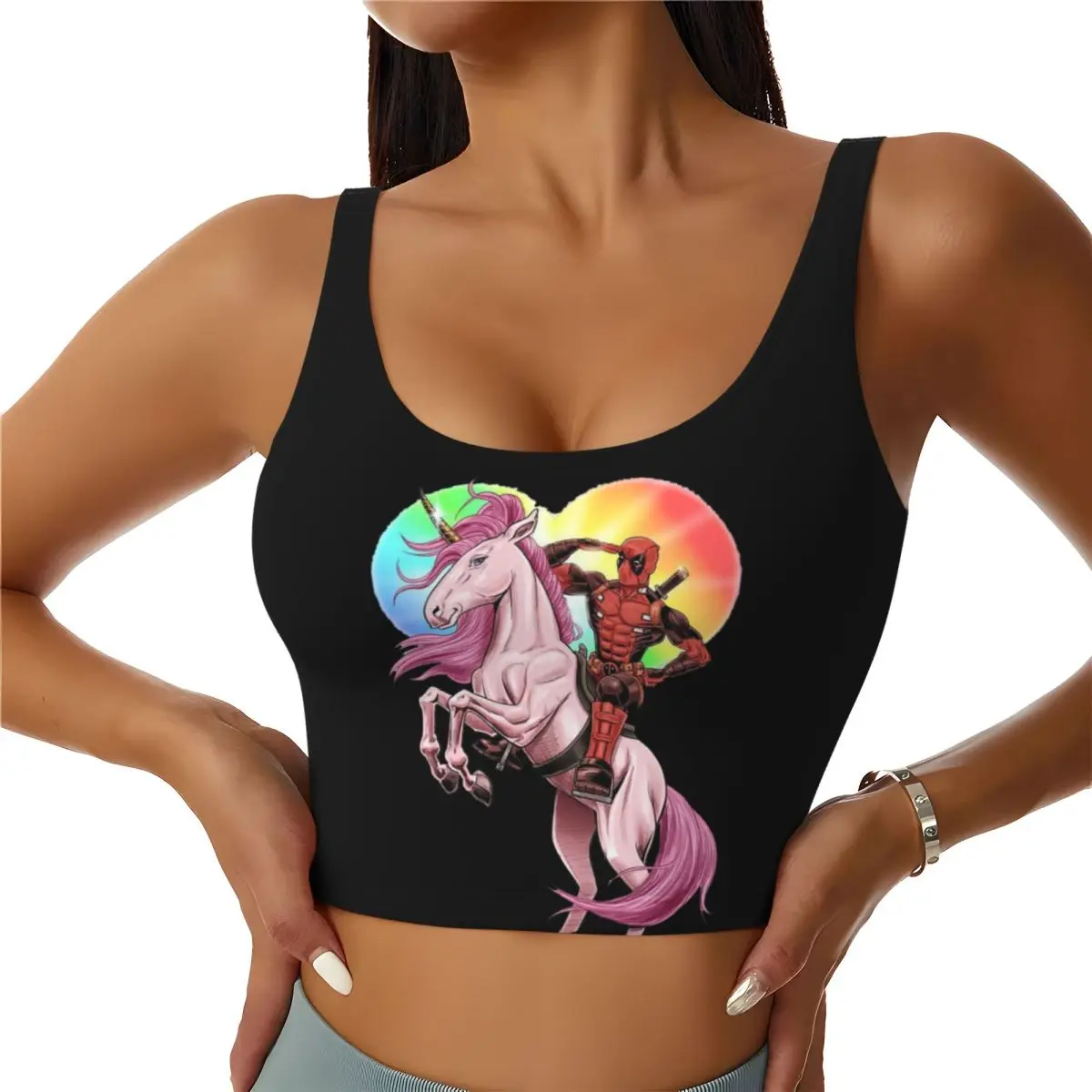 Custom High Impact Deadpool Love Sports Bra for Women Gym Workout Yoga Crop Top