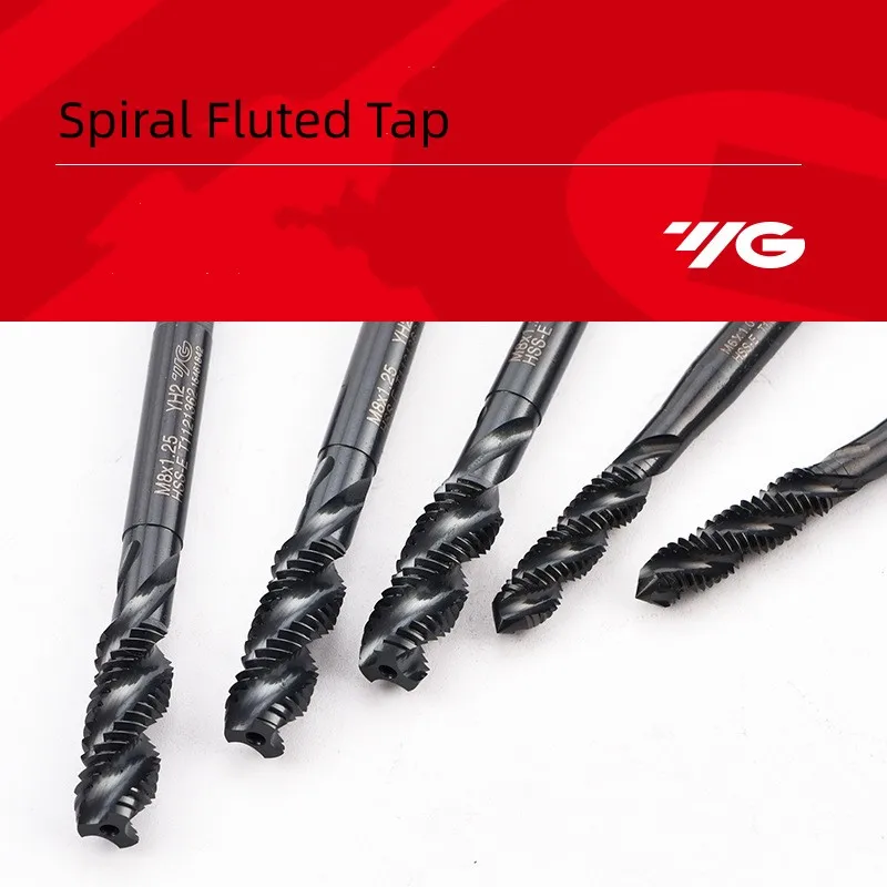 South Korea YG HSSE INOX Metric Spiral Fluted Tap  M2M3M4M5M6M8M10M12-M36 Machine Screw Thread Taps For Blind Hole Tapping