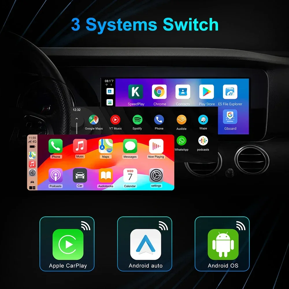 CarPlay Ai Box Plus Android13 8 + 128GB QCM 8-Core 6225 Wireless CarPlay Android Auto per YouTube Netflix 4G Lte Smart BT