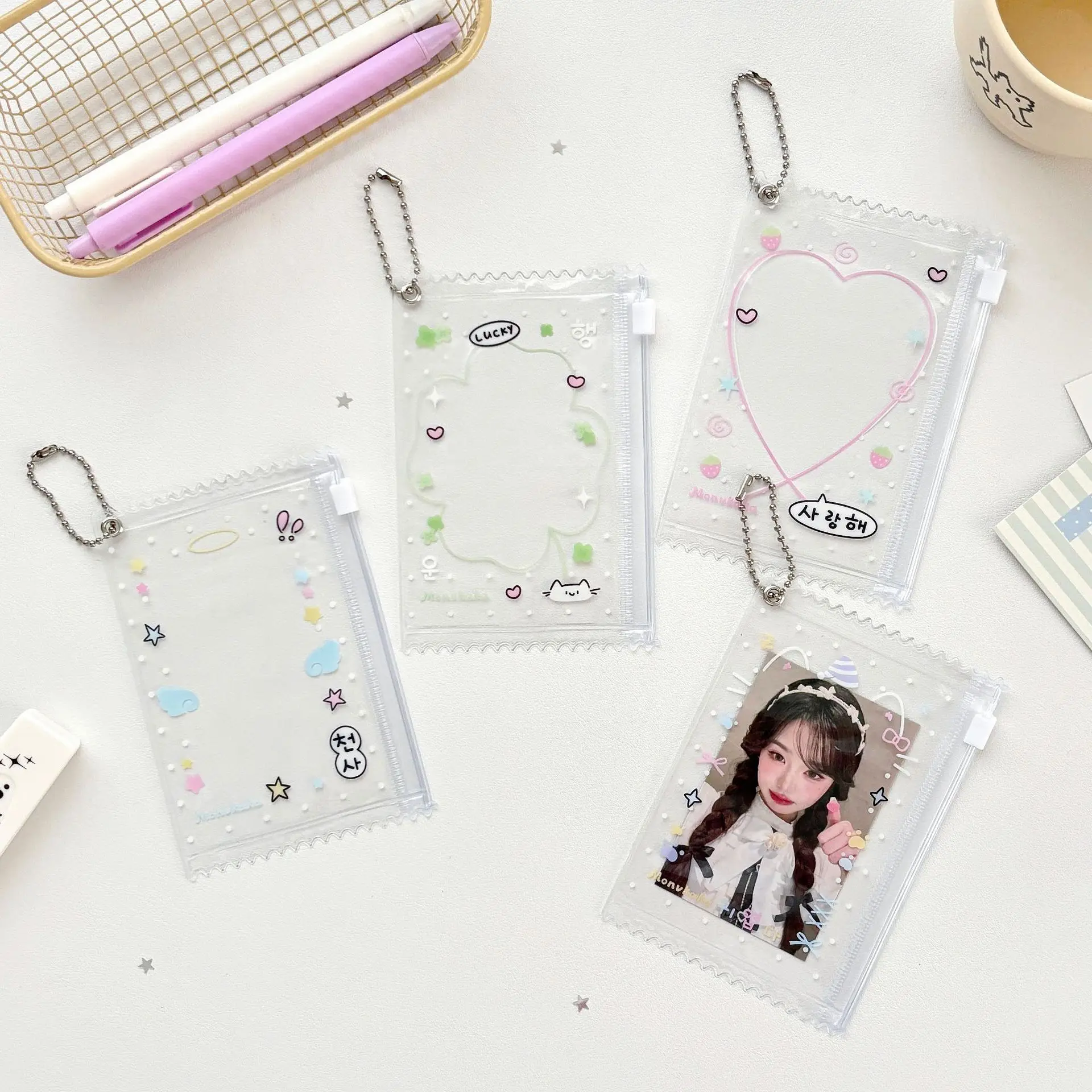 Dots Angel Small Kaka Card Holder Random Card Organizer Card Case Gu Mei Sticker Bag Zipper Bag